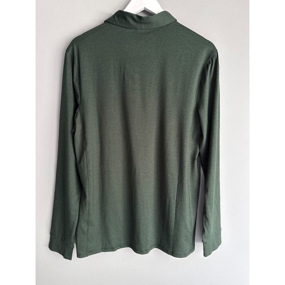 NWT Quince Men Long Sleeve Polo Shirt Size M Olive Green Recycled Preppy Golf - Picture 8 of 9